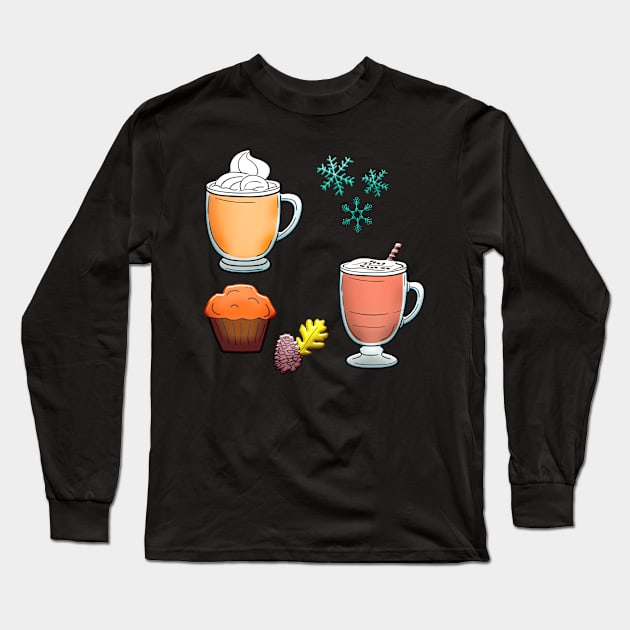 Christmas Hot Drinks & CupCake Long Sleeve T-Shirt by holidaystore